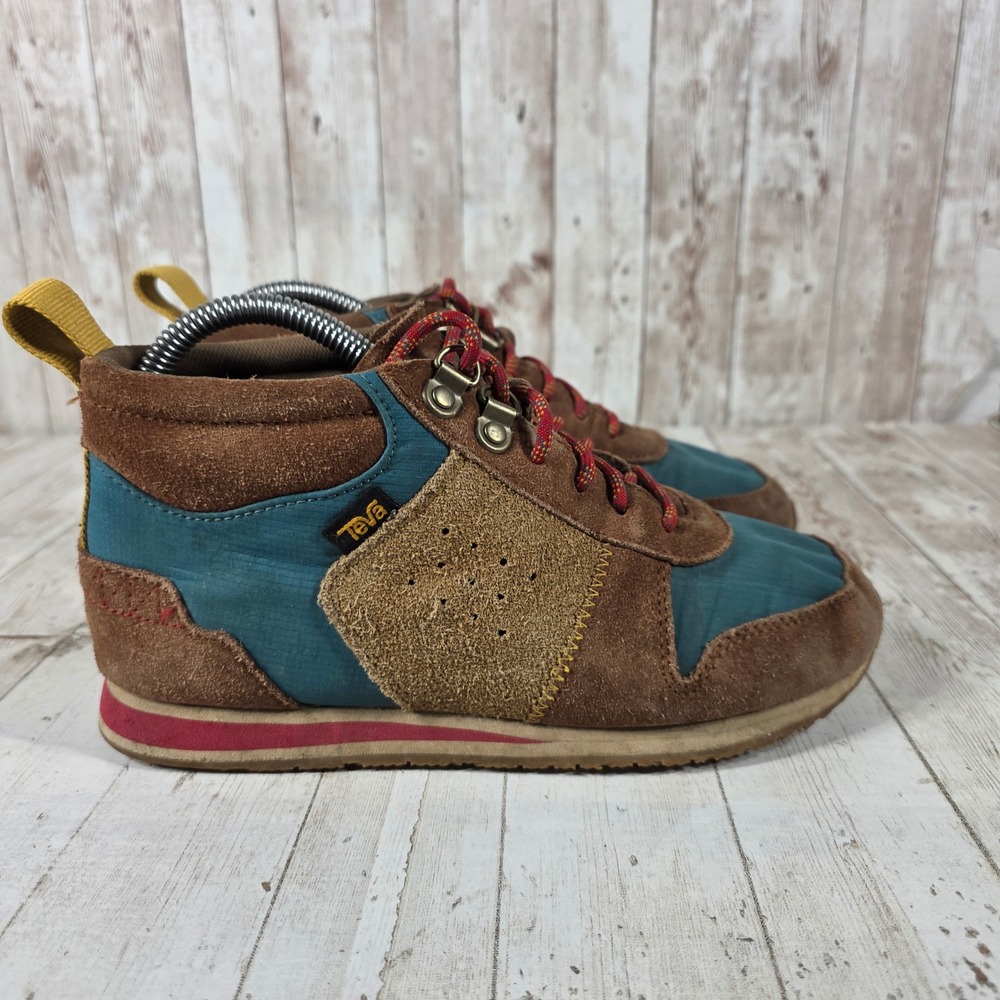 Teva Sugarpine Mid Suede Ripstop Hiking Boots Brown Blue 1103242 Womens 7